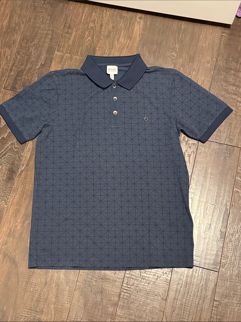 Armani Collezioni Men’s S Navy Patterned Polo